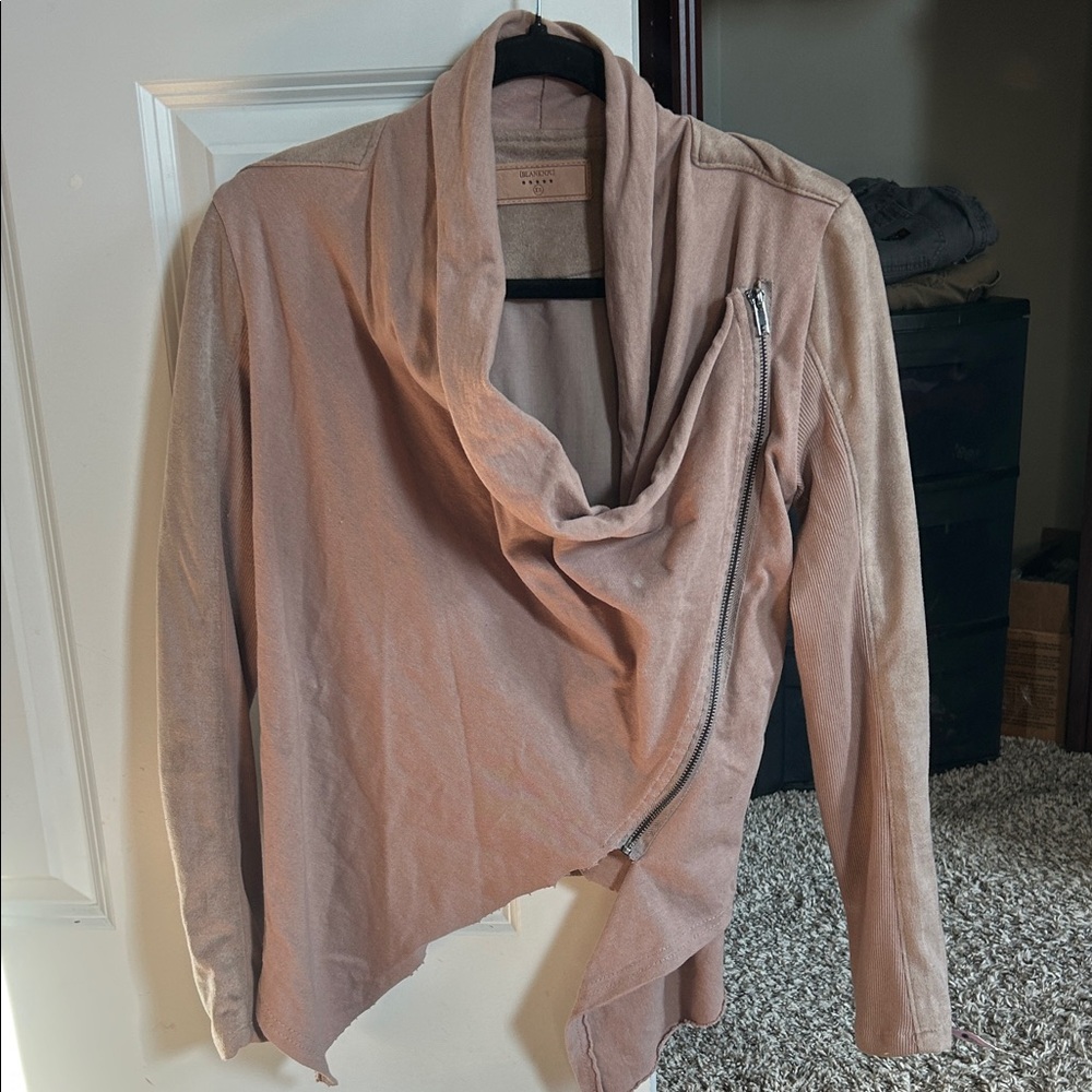 Blank NYC Brand Moto Asymmetrical Tan/Beige Suede Jacket XS